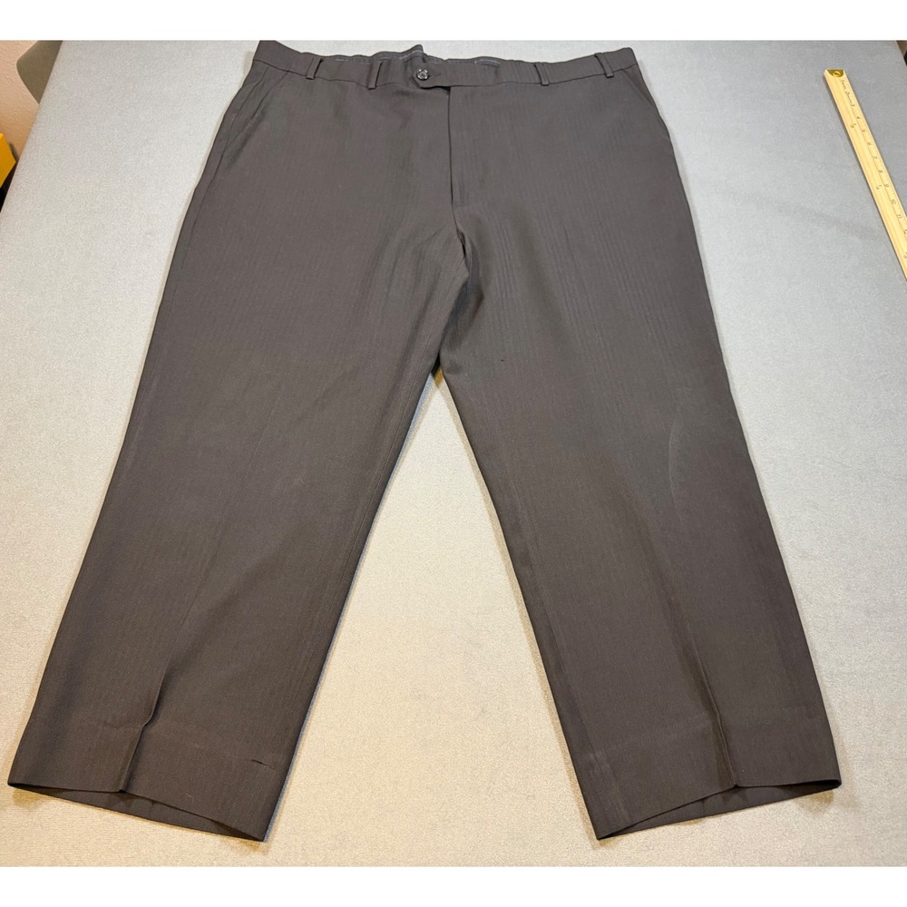 Stafford Essentials Men's 42x30 Classic Fit Gray Herringbone Dress Pants